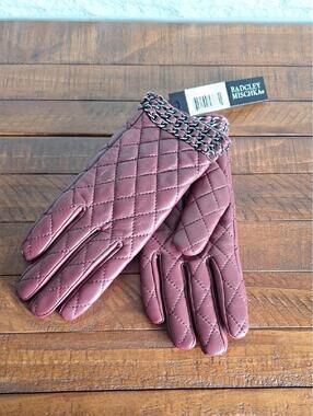Nwt Badgley Mischka Burgandy Sheep Leather Fashion Glove